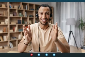 web-conference-concept-happy-arab-man-making-video-call-via-laptop-talking-gesturing